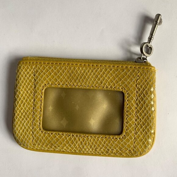 Fossil Yellow Green Leather Snake Embossed Coin Pouch Wallet - Picture 5 of 7